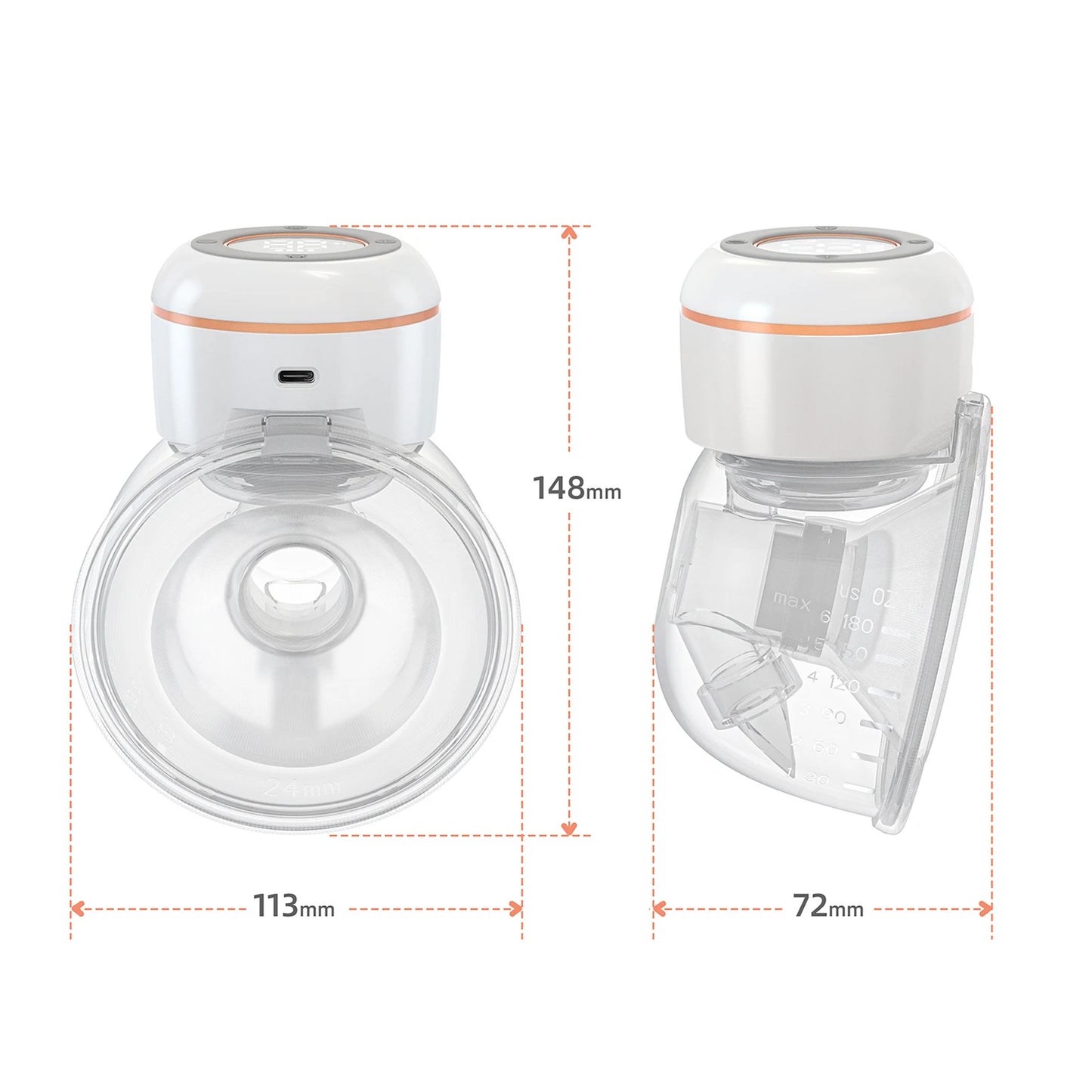Wearable Breast Pump 12 Level of Suction Low Weight and Low Noise Hands Free Electric Breast Pump Milk Collector BPA-free