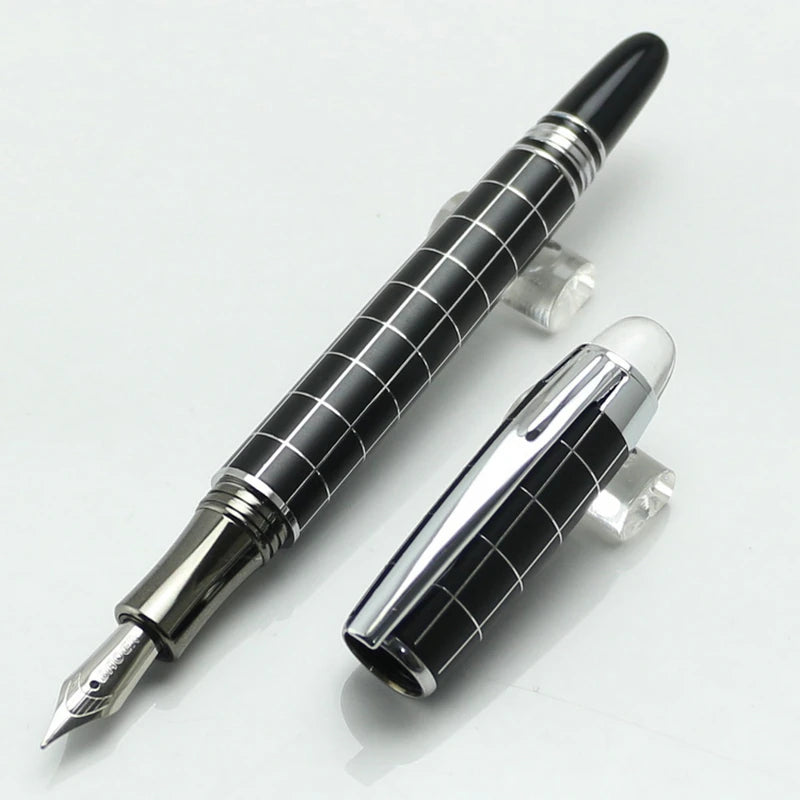 Baoer 79 Rollerball /Ballpoint Pen Black Matte Silver Line Rotating Crystal Cover Office School Supplies Writing
