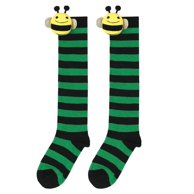 Halloween Knee High Socks Cosplay Striped Stockings for Halloween Girls Bee Costume 7-12Years