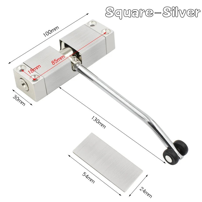 180 Degree Automatic Door Closer Metal Adjustable Heavy Duty Safety Spring Silence Durable Convert Hinged Door Interior Exterior