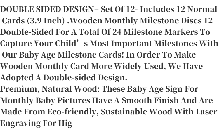 Wooden Baby Monthly Milestone Photo Cards, Double Sided Photo Prop Milestone Discs, Baby And Pregnancy Growth Announcement Cards