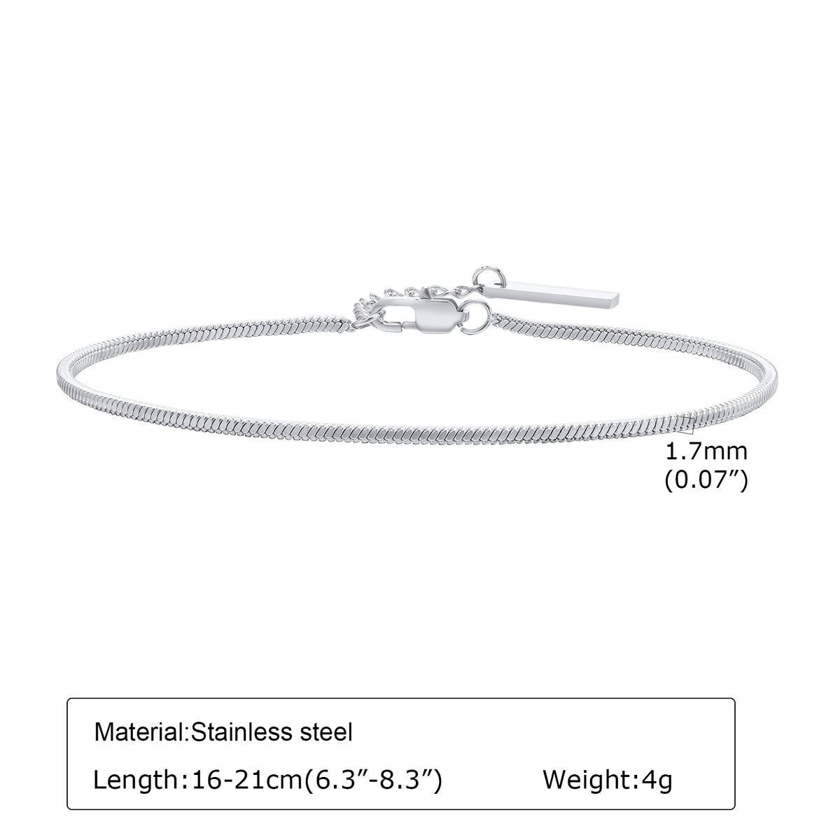 Women Chain Bracelet Silver Color, Stainless Steel Link Stackable Bracelets, Layered Waterproof Gifts