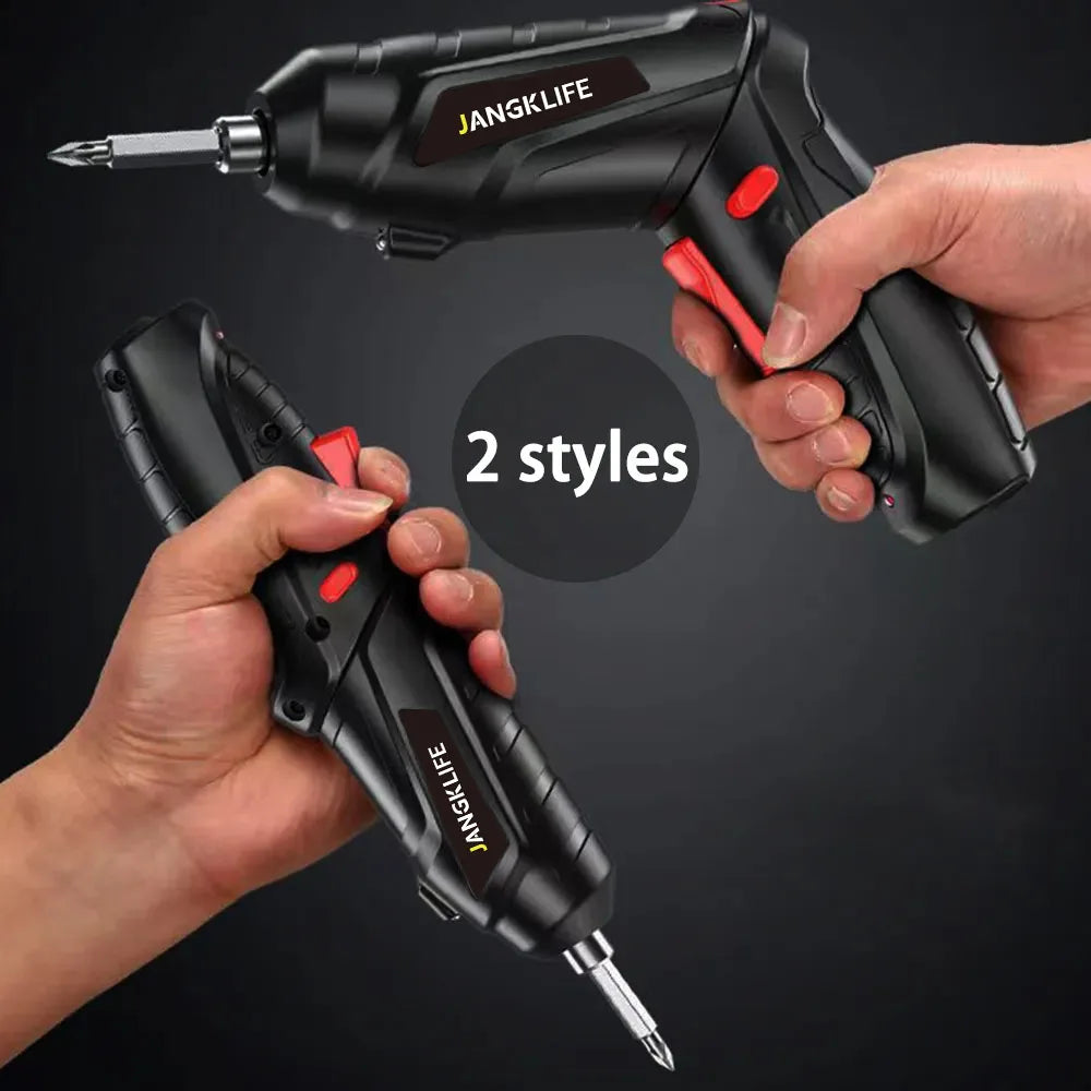 JANGKLIFE Electric Screwdriver Battery Rechargeable Cordless Screwdriver Powerful Impact Wireless Screwdriver Drill