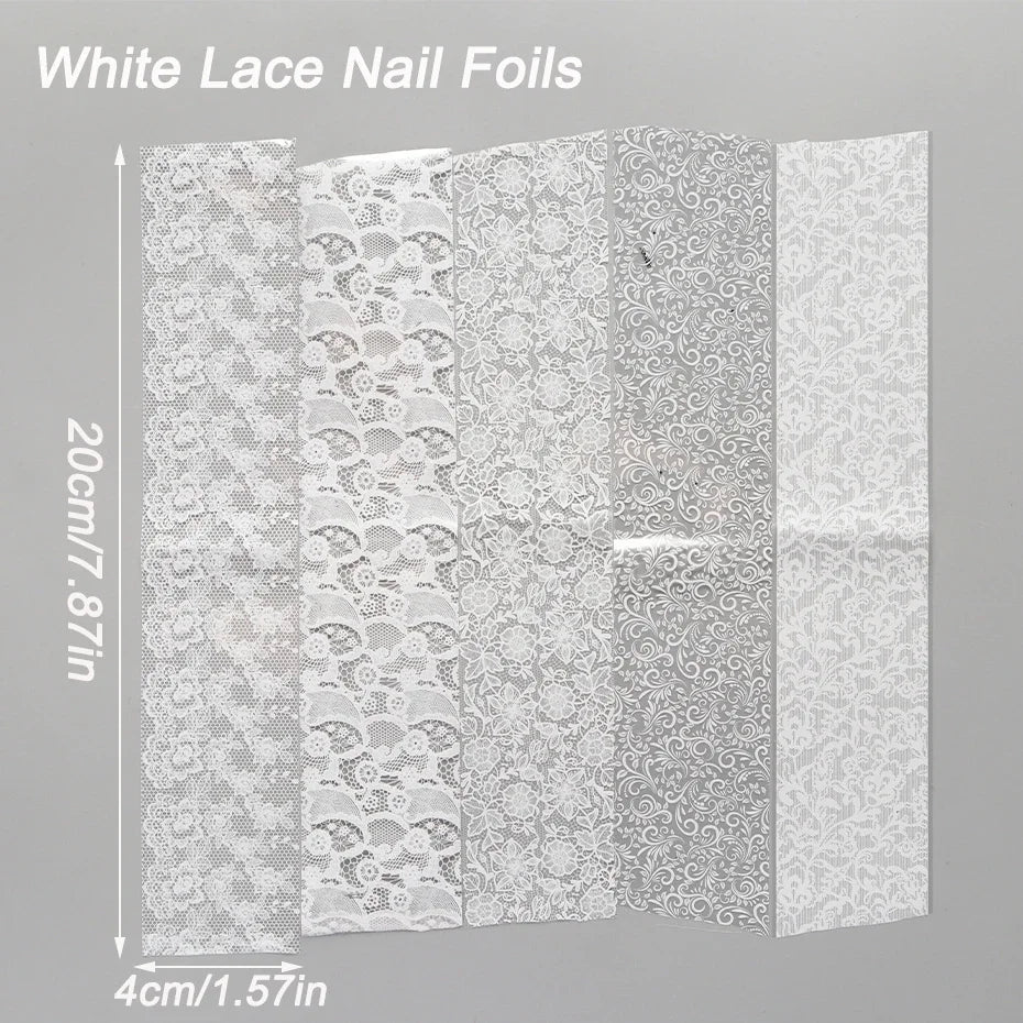 10pcs Elegant Black White Lace Flowers Nail Transfer Foils Stickers Black And White Sexy Lace DIY Charms Nail Art Decoration