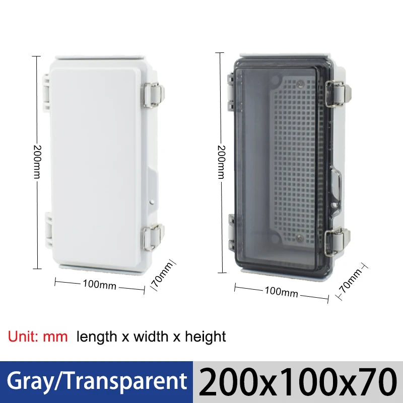 IP67 Waterproof Gray/Transparent Cover Enclosure Juction Box ABS Plastic Outdoor Electronic Instrument Hinge Case