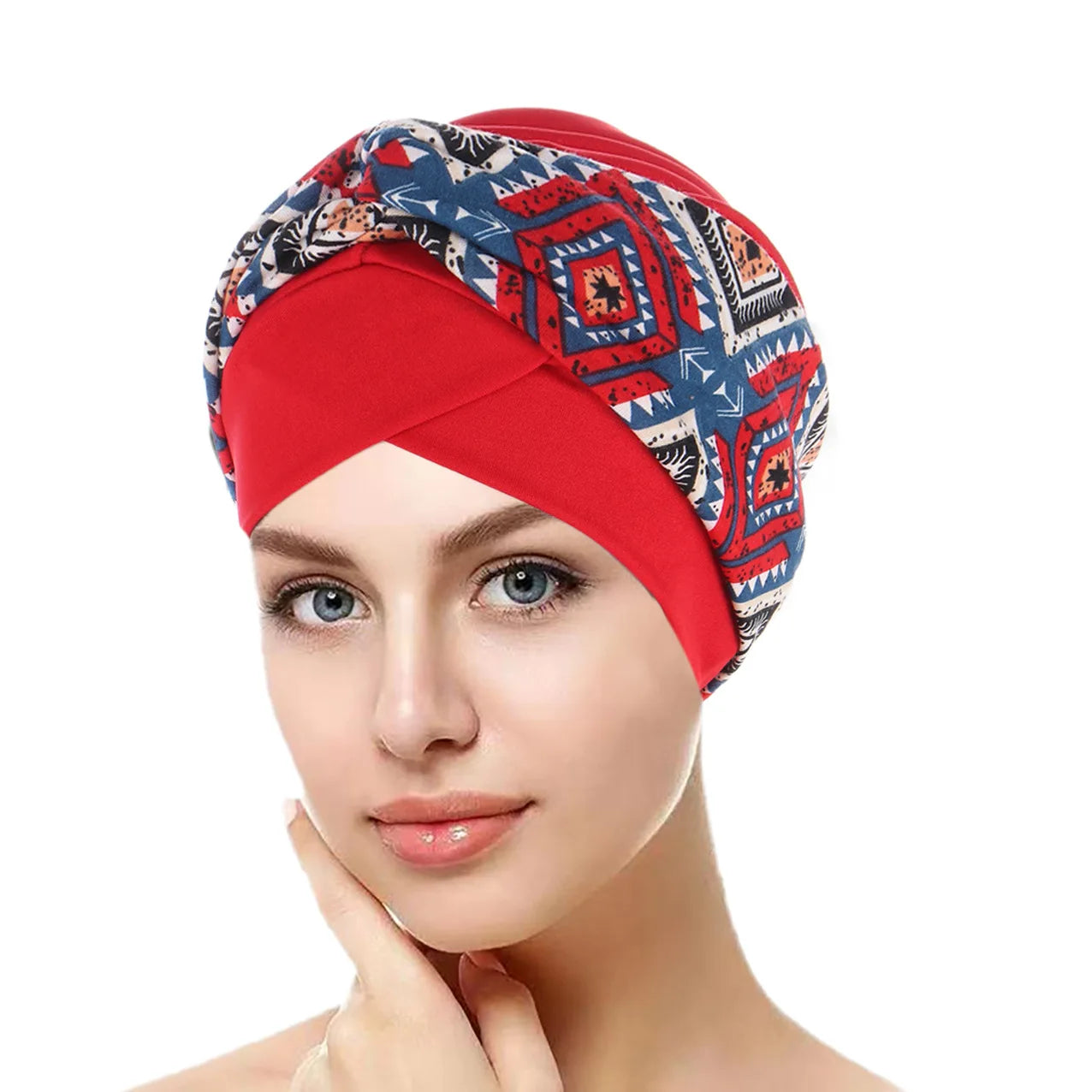Trendy Print Women Muslim Hijab Caps Wrap Head Indian Turban Bonnet Fashion Headdress Islamic Clothing Accessories
