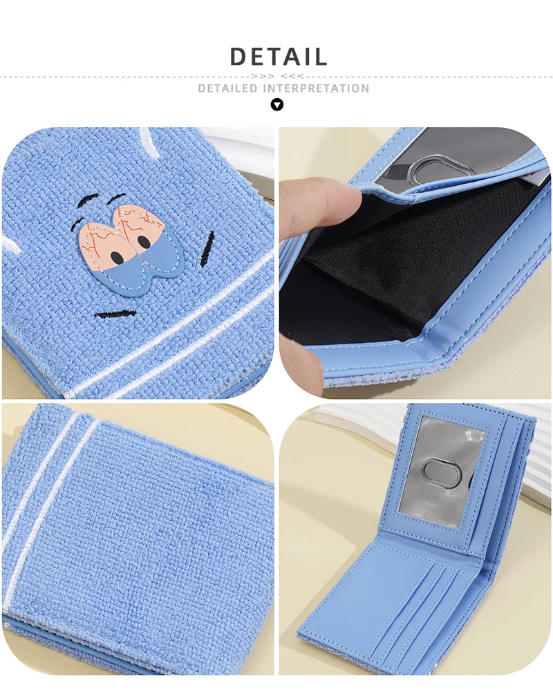 Plush Cartoon Wallet for Women Soft Fuzzy Surface with Zip PU Leather Coin Purse Closure Cute Casual Gift for Girls