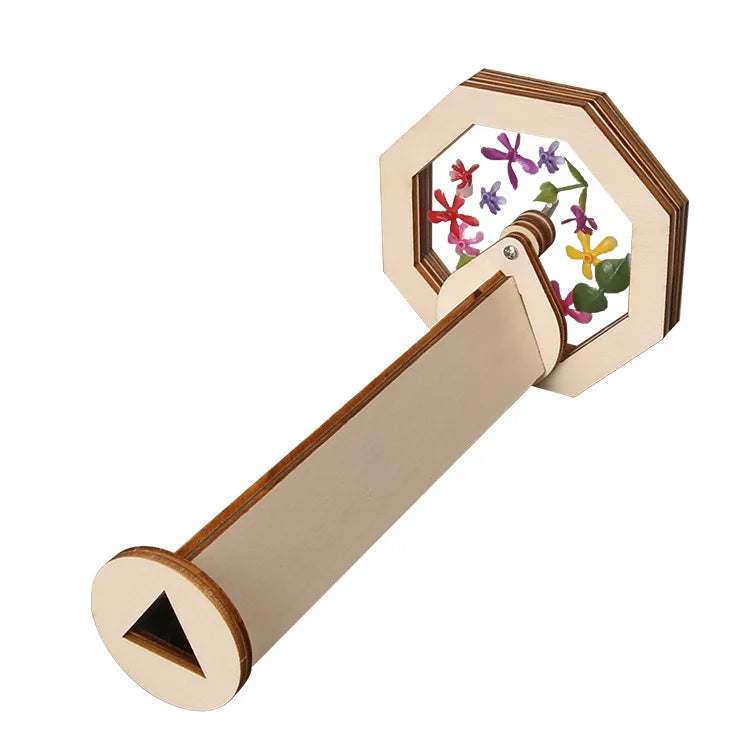 DIY Wooden Kaleidoscope Kit Educational Science Experiment Toy Handmade Assembly Craft for Creativity Development and Relaxation