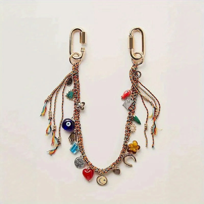 1Pc Ethnic Woven Pendant Multi-Layer Tassel Necklace Retro Fashion Accessories Women's Bohemian Style Jewelry