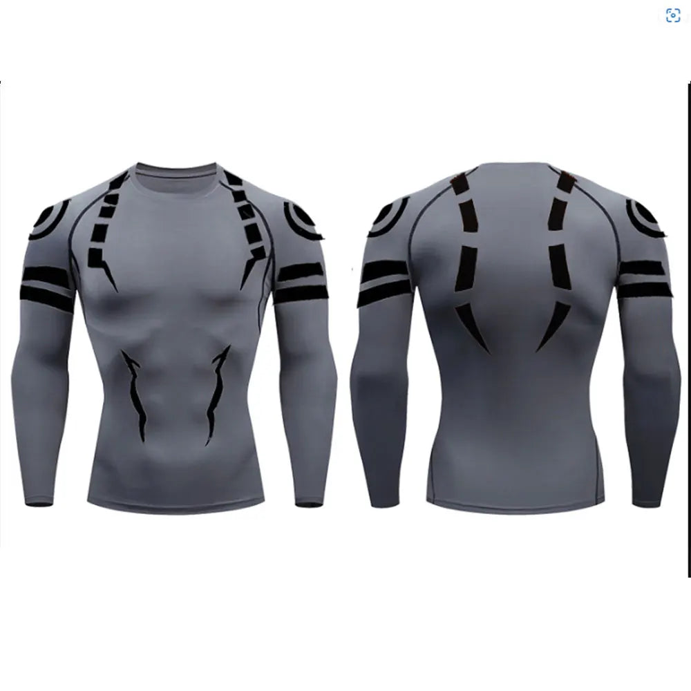 Anime Jujutsu Kaisen Compression Set Fitness Suit for Men Quick Dry 3D Compression Shirt+Gym Shorts Running Workout Sportswear
