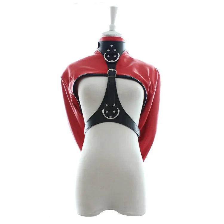 PU Leather Straitjacket BDSM Adult Games Straight Jacket Adjustable Harness Body Bondage Sex Toy for Women and Men