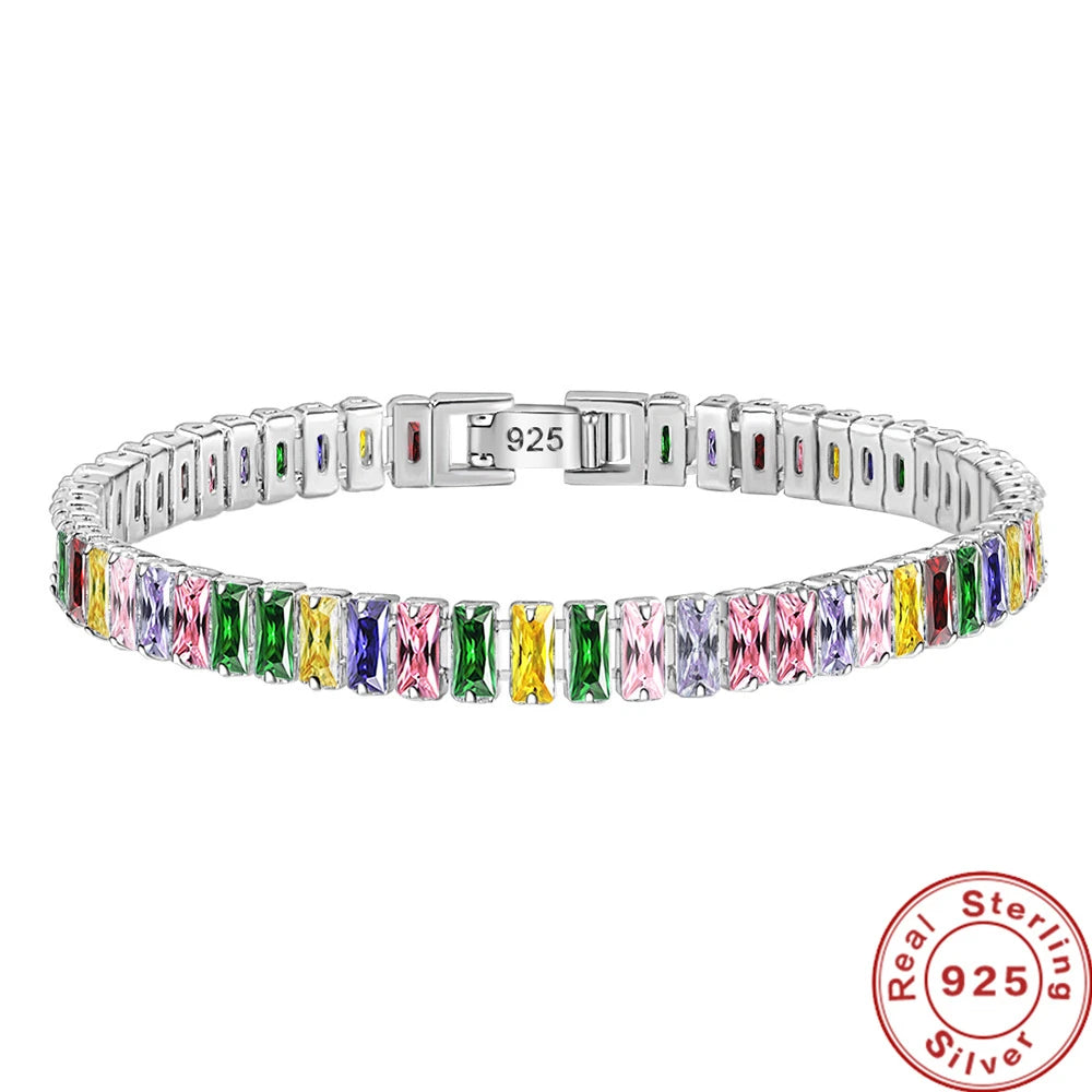 Noble 925 Sterling Silver Bracelet Elegant Zircon Crystal Fine Jewelry For Women Girl Engagement Wedding Glamour 18CM