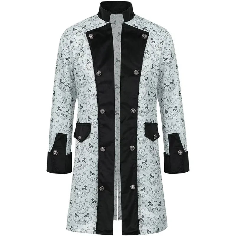 Men Steampunk Coat Tuxedo Medieval Costume Jacket Halloween Retro Renaissance Victorian Party Male Stand Collar Fashion Tailcoat