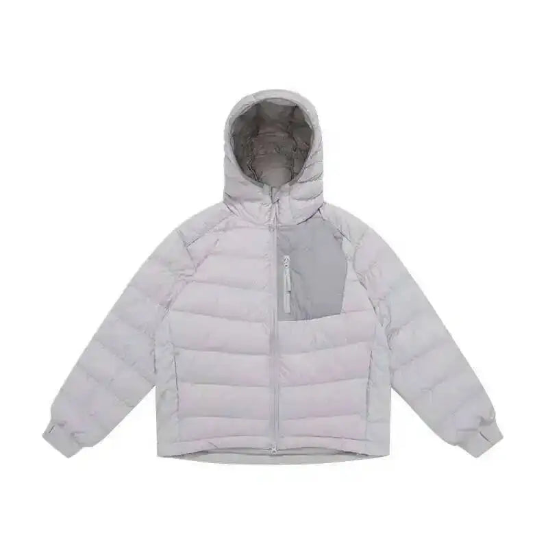 HKSH Outdoor Light Sport Color Contrast Hooded Down Jacket Women's Winter Mountain Leisure Waterproof Climbing Cotton Coat H2887