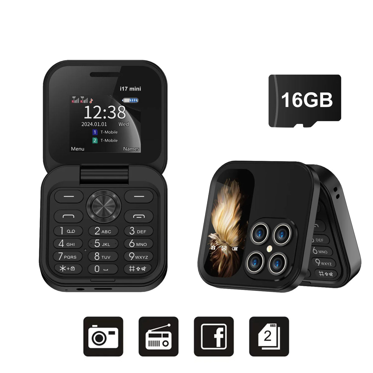 SERVO I17 Mini Dual SIM Card Flip Mobile Phone 2G GSM Magic Voice FM Radio Speed Dial Video Player Flashlight Foldable Cellphone