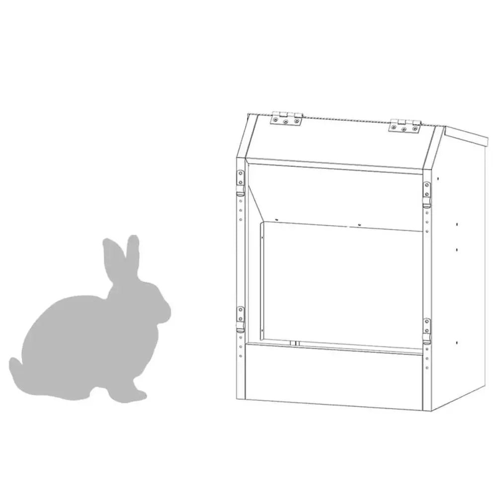 33.5x25.5x45.5 Cm Rabbit Feeder, Galvanized Steel Automatic Food Dispenser, Easy To Clean Large Capacity, Indoor Outdoor Use, Silver