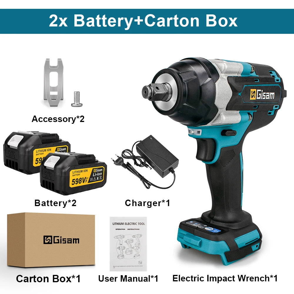 1800N.M Torque Brushless Electric Impact Wrench 1/2 inch Lithium-Ion Battery Cordless Wrench Tools For Makita 18V Battery Pin