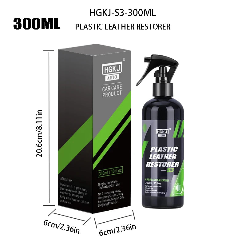 Car Plastic Leather Restorer Spray Polish Cleaner Coating Agent Back To Black More Gloss Car Cleaning Products S3