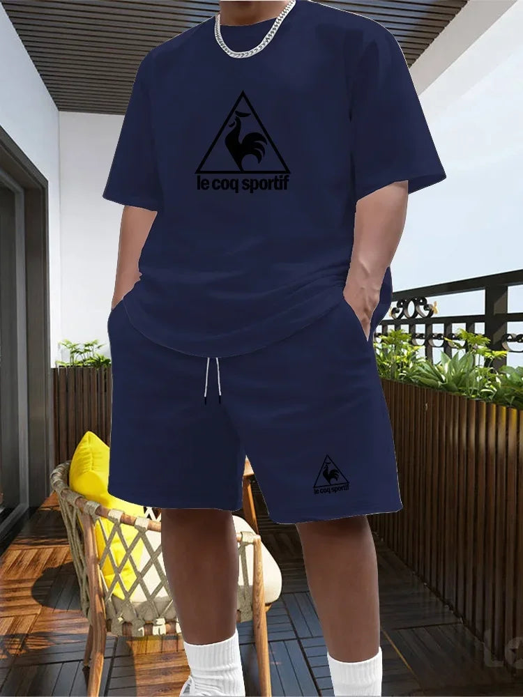 Men's Two-piece Sportswear Short Sleeved T-shirt and Pants Set Running and Fitness Sportswear 2026 Summer Big Discount