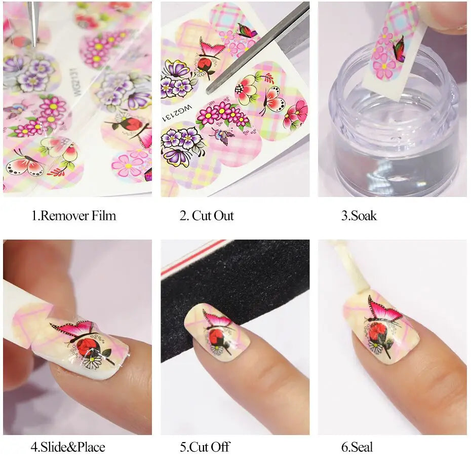 12 Designs Christmas Watermark Nail Stickers Gingerbread Man Deer Bow Snowflake Tree Santa Water Sliders Holiday Manicure Decor