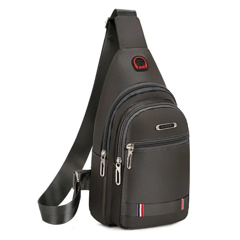 Black Grey Brown Men Messenger Bags New Rectangle Oxford Cloth Men Crossbody Bag USB Charge Shoulder Bag Male 3 Zipper Bag