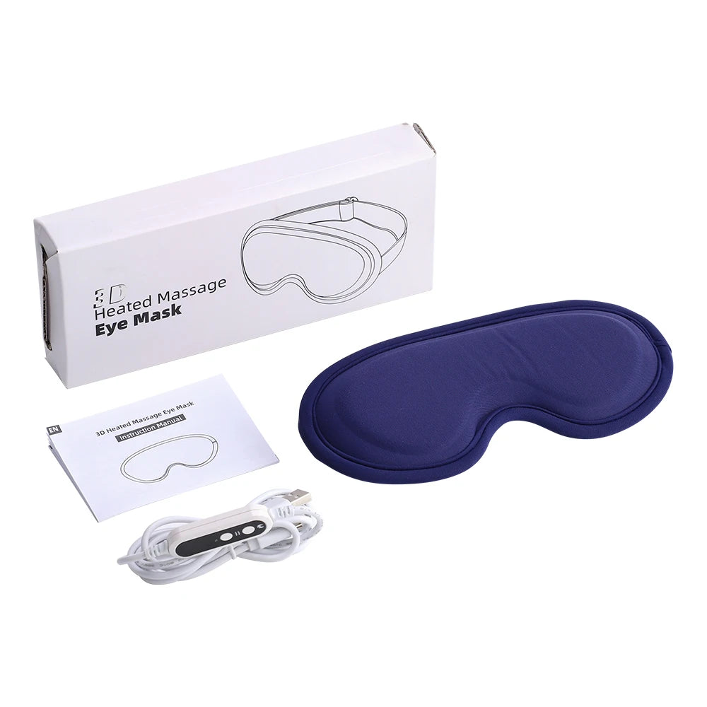 New Heated Eye Mask with 5-Level Hot Compress 6 Vibration Modes 3D Massage Sleep Shading Warm Mask Eye Compress for Relaxation