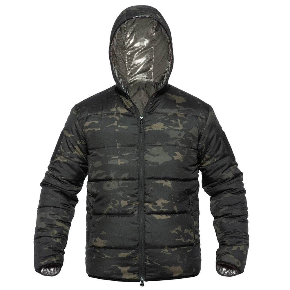 Winter Coat With Hoodie Mens Camouflage Tactical Jackets Outdoor Hooded Light Weight Thermal Reflective Windbreaker Men Clothing