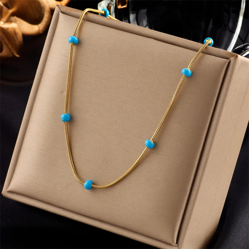 XIYANIKE 316L Stainless Steel Necklace for Women Gold Color New Trends Exquisite Chic Charming Birthday Fashion Jewelry Collier