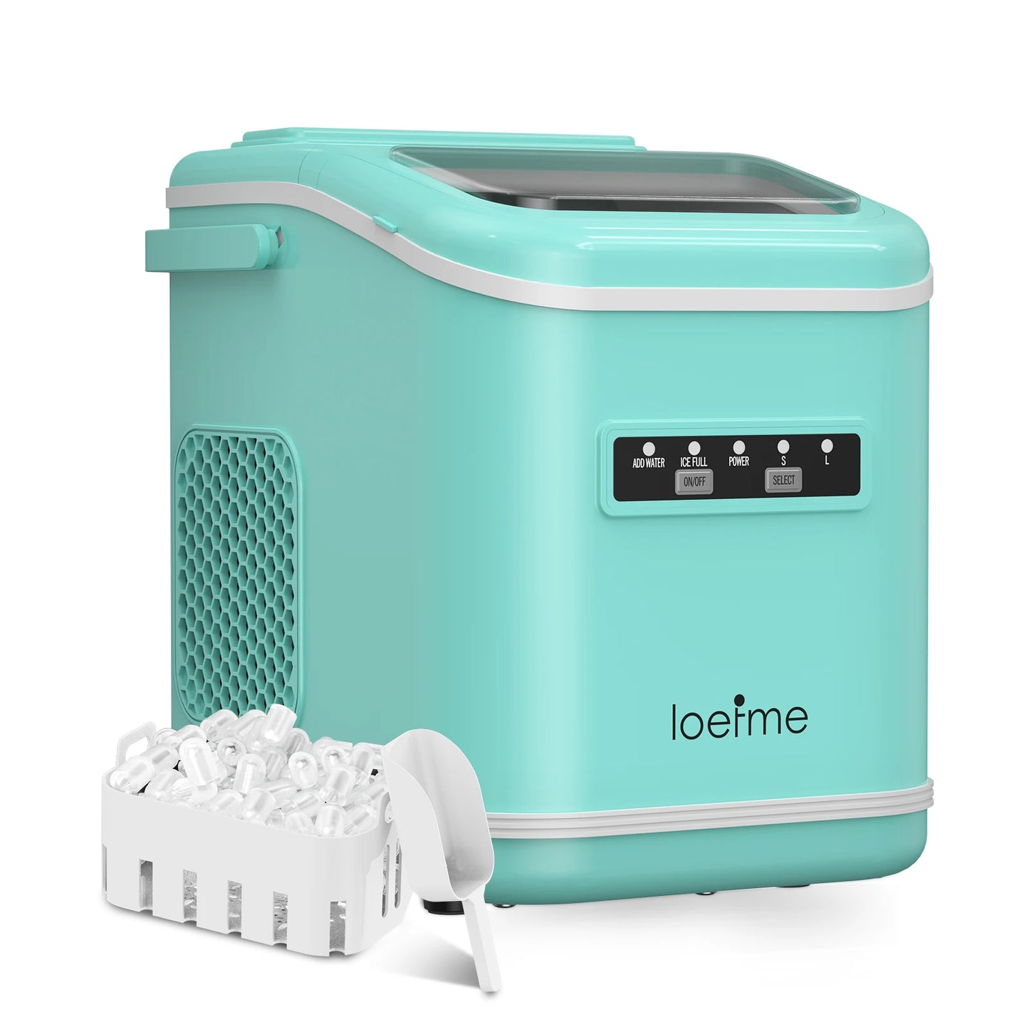 LOEFME Portable Ice Maker 1.4L 12kg/24H Fast Ice Cube Machine Self Cleaning Countertop Ice Maker for Home Kitchen Office Camping RV Party Bar Automatic Ice Making Machine Low Noise Energy Saving Easy Operation Large Capacity
