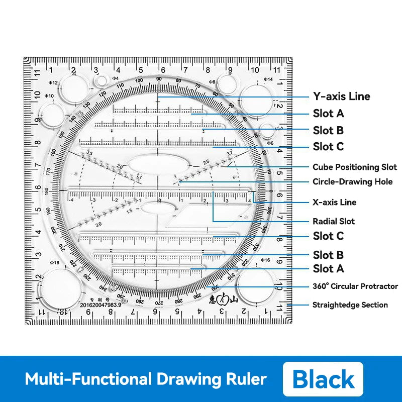 Plastic Ruler Drawing Roller Ruler Parallel 30cm Multi-functional Drawing Design Used for Measurement Drafting Schools Offices