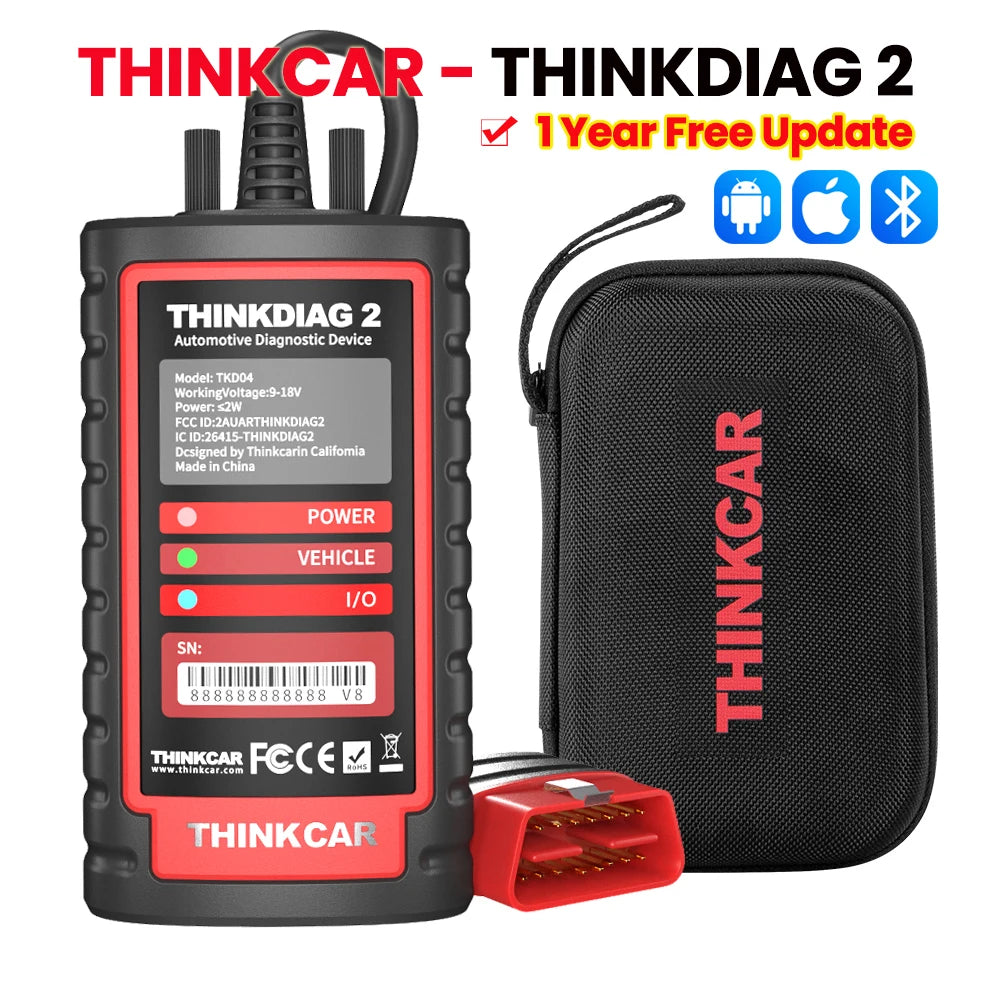 THINKCAR Thinkdiag 2 OBD2 scanner with CANFD support, all systems diagnostics tools with 15 reset functions, two-way scanning, ECU coding.