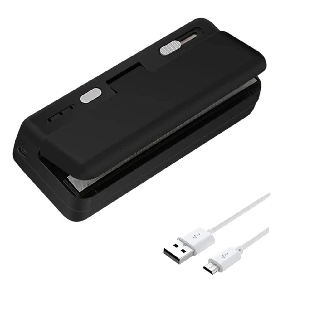 Mini sandarinimo aparatas „2in1“ plastikinių maišelių sandarinimo mašina Nešiojamas maisto pakuočių maišelių sandariklis USB įkraunamas rankinis plastikinių maišelių terminio sandarinimo aparatas
