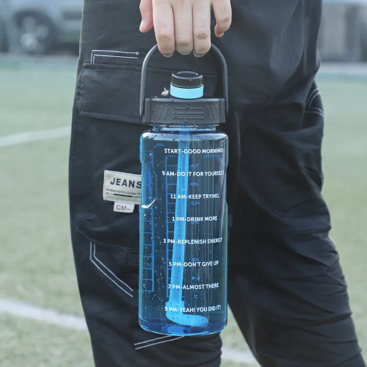 3 Liter Water Bottle with Straw 2L 1L Large Big Motivational BPA Free School gym Sports Drinking Bottle