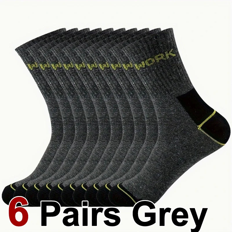 6/12 Pairs High-Quality Men Business Odor Proof Mid Tube Socks Sweat Absorbing Breathable All Season Sports Leisure Socks