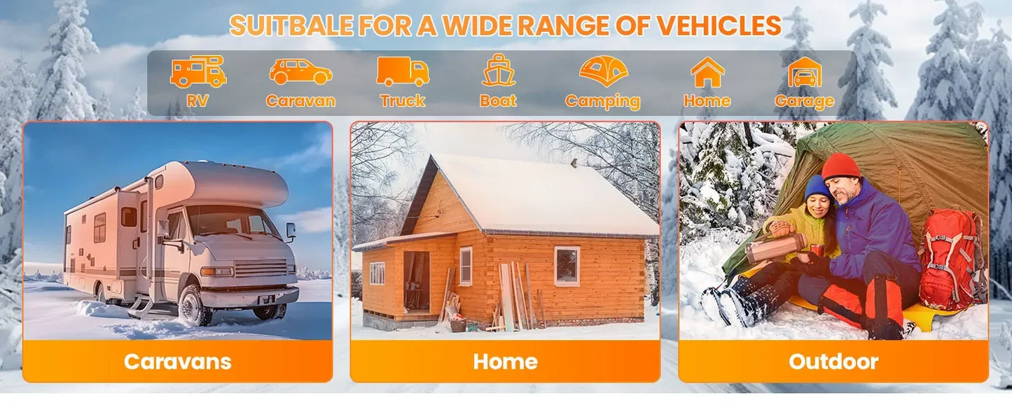 8KW Portable Diesel Heater with LCD Remote Control Adjustable Temperature 18-40℃ for Motorhome Boat And Home Use
