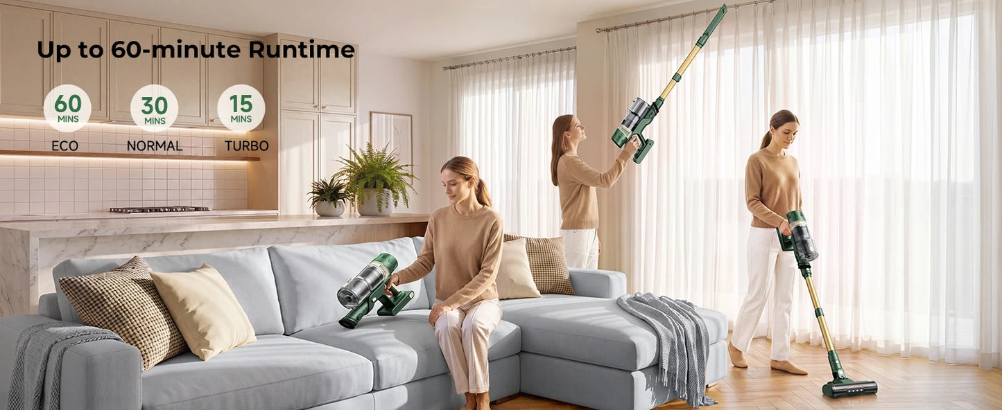Laresar V12 Fast Charge 600W 65000PA Powerful Cordless Vacuum Cleaner 2H Fast Charging Removable Battery & Smart Display Vacuum