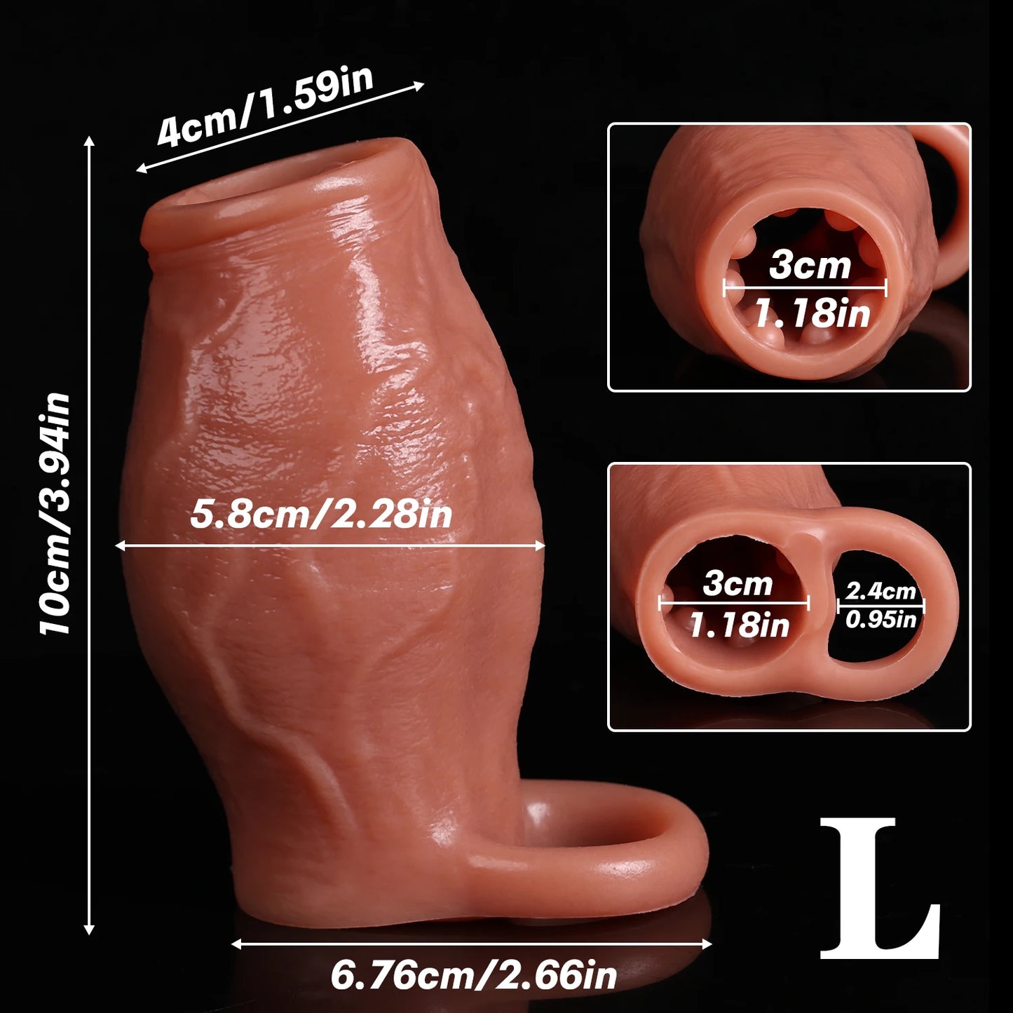 Penis Sleeve Cock Ring Power Ring Penis Cover Penis Ring for Men Delayed Ejaculation Penis Enlargement Silicone Adult Sex Toys