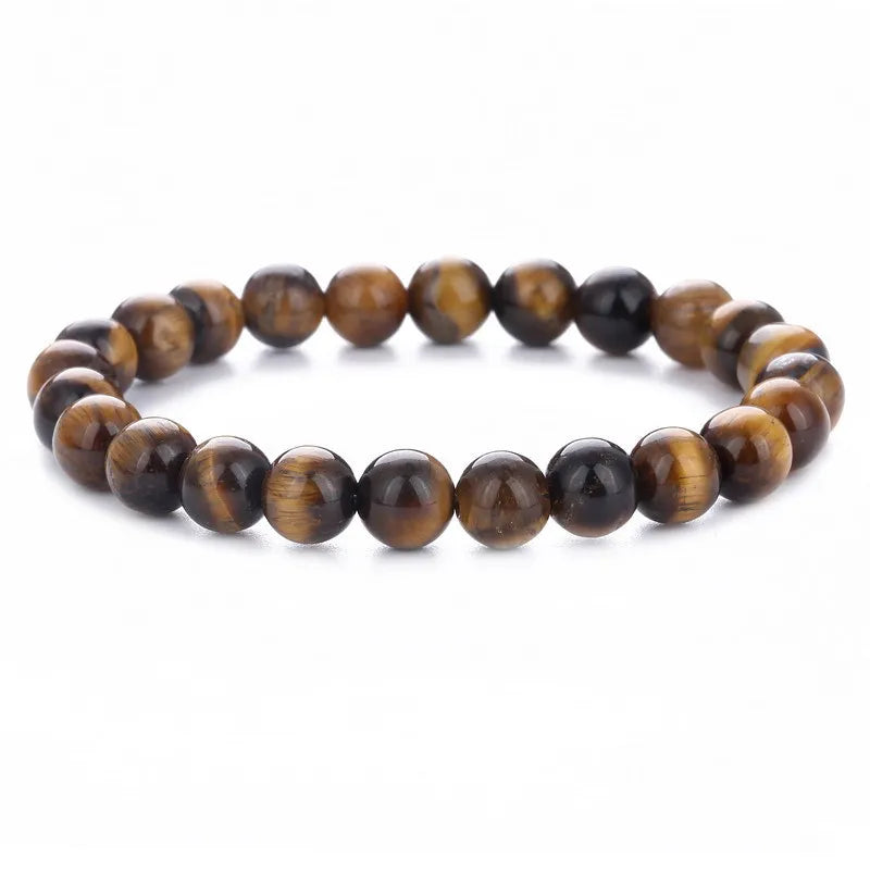 1pc Vintage Beaded Bracelet Natural Stone Lava Stone Tiger Eye Stone Beaded Bracelet