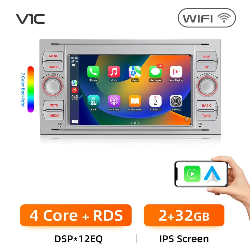 Junsun CarPlay Android Auto Radio for Ford Focus Mondeo Fiesta Transit Kuga C-Max S-Max Galaxy GPS Car Multimedia 2din autoradio