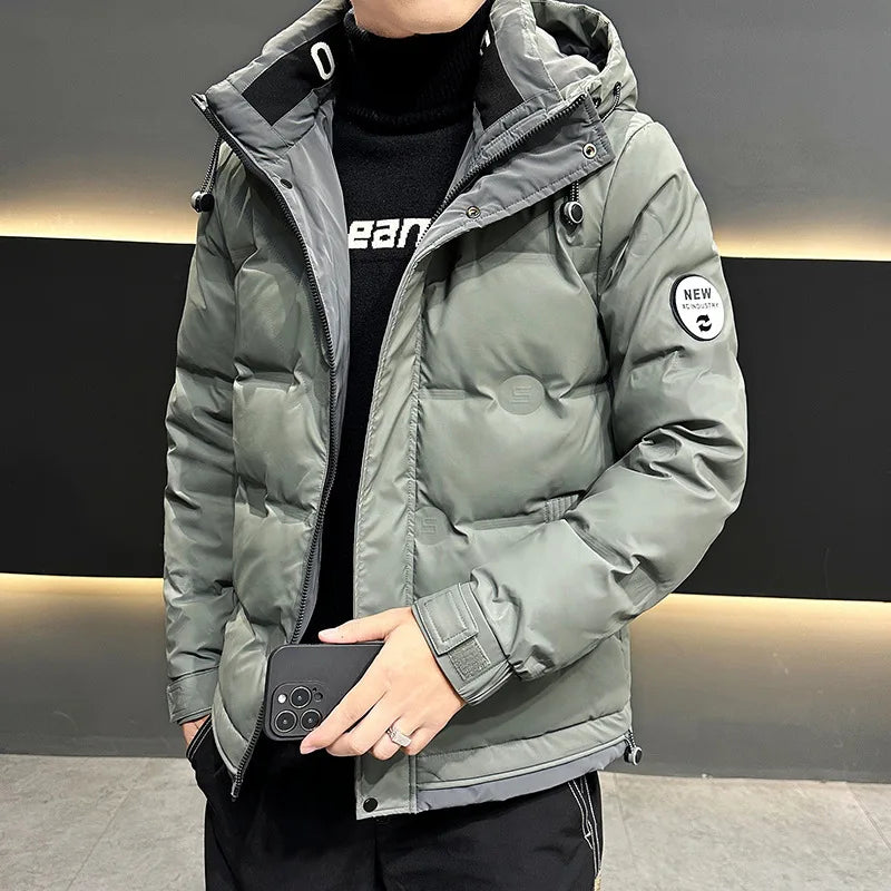 Hip Hop Men's Lightweight Hooded Down Jackets Winter Fashion Windbreaker Thick Warm Coats Outdoor Sport White Duck Down Jacket