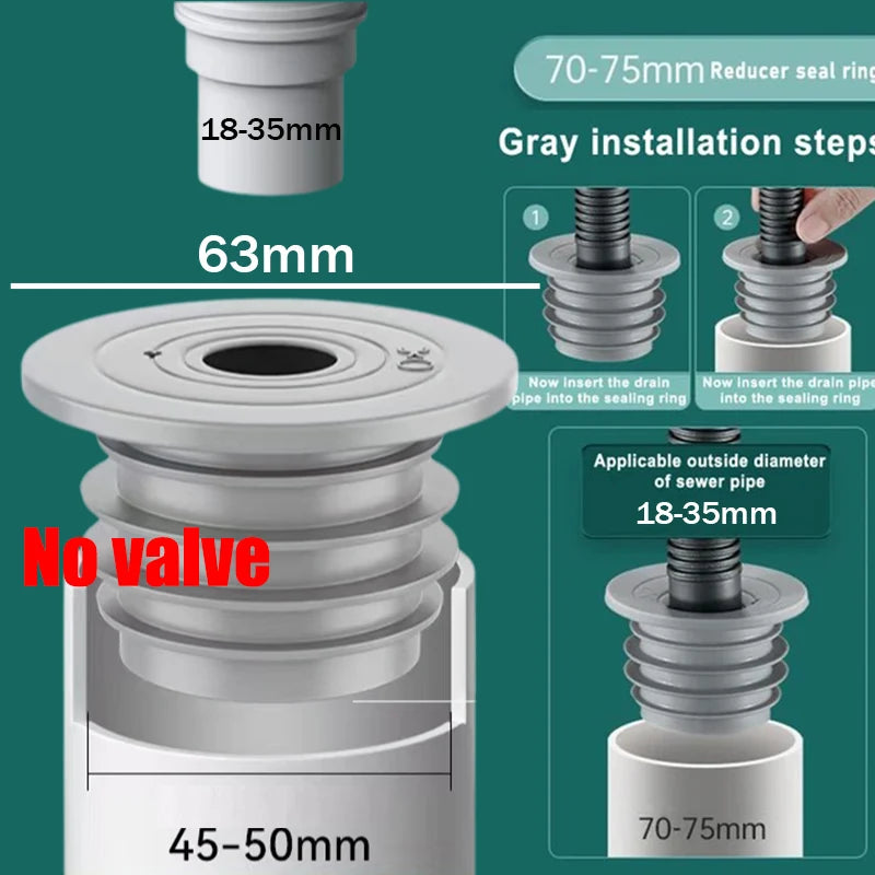 Silicone Bathroom Sewer Seal Ring Kitchen Sink Sewer Pipe Seal Plug Washing Machine Anti-odor Leakage Floor Drain Seal Connector
