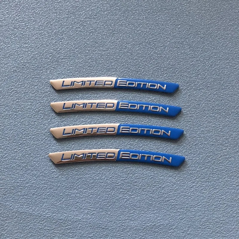 4PCS Aluminum Alloy Limited Edition Logo Car Hub Sticker Decal Tire Rim Decorative Strip Car Exterior General Accessories.