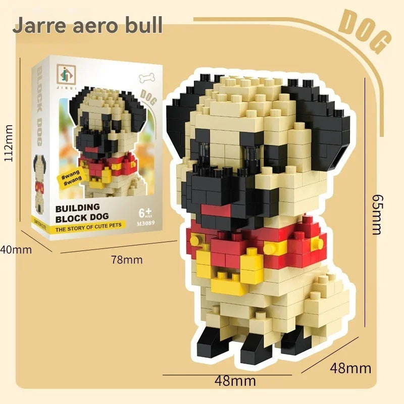 DIY Creative Micro Building Blocks Set Dogs Cartoon Character Models DIY Educational Toys For Children Birthday Gift