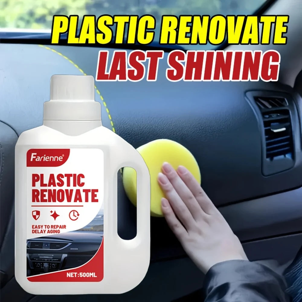 500ml Car Plastic Polishing Paste - Multi-Surface Polish for Leather, Plastic, Vinyl, Fabric - Fast-Drying, No Residue, for Car