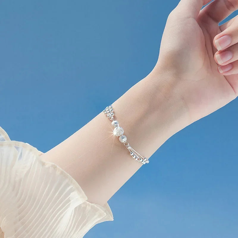 Fine 925 Sterling Silver Bead Charm Bracelet For Women Girls Lady cute Wedding Party Bohemian Fashion Jewelry Gift noble y2k