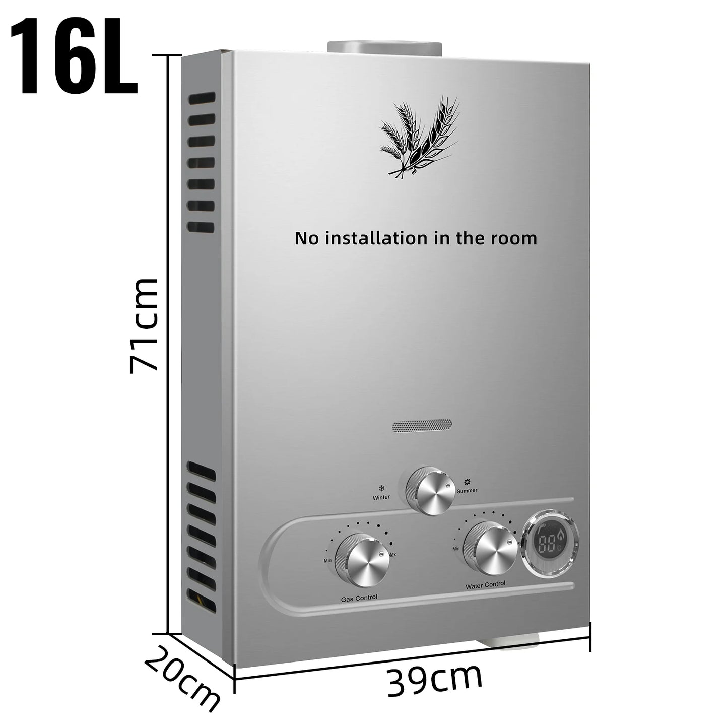 VEVOR LPG Liquefied Petroleum Gas Water Heater 6L 8L 10L 12L 16L 18L Liquefied Petroleum Gas Propane Butane Water Heater