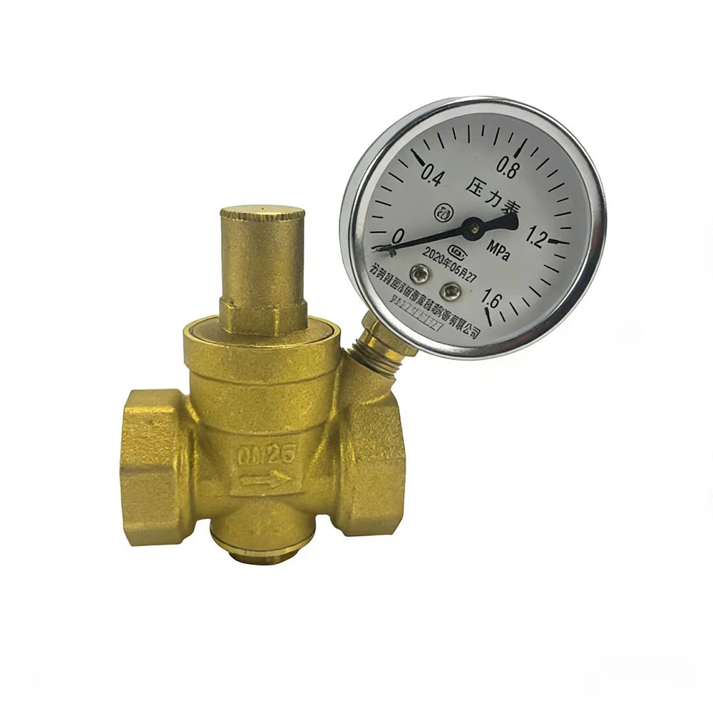 1/2" 3/4" 16bar Brass Water Pressure Regulator Reducer DN15 DN20 With Gauge Meter for Hydraulic Instability/Purifier