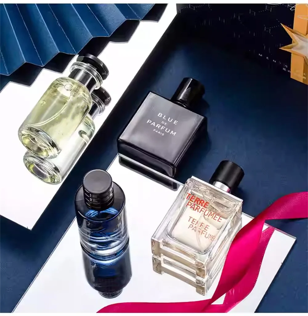 Luxury Brand Perfume Men Cologne 100ml Parfums Homme Gift Box 4Pcs Set Perfumes Masculinos Natural Floral Fruity Scent Spray
