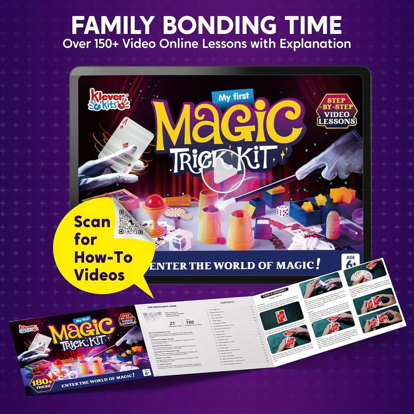 JOYFY 180+ Magic Set My First Magic Trick Kit Amazing Magician Toy with Step-by-Step Video Lessons for Kids Birhtyday Gift