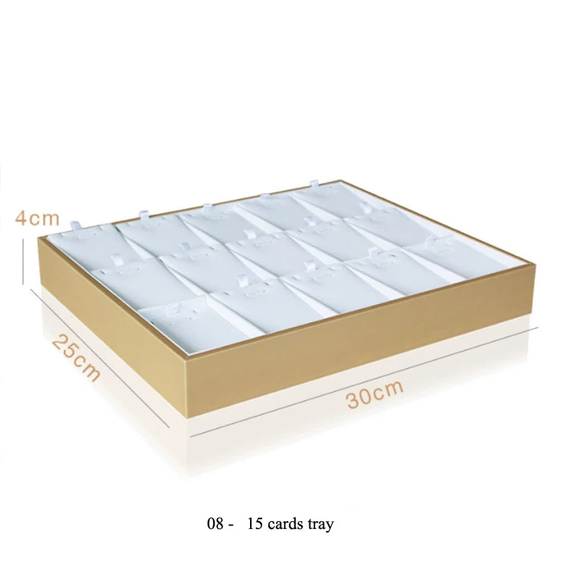 Luxury Gold White PU Leather Necklace Ring Earring Holder Jewelry Tray Series Jewelry Disply Jewellery Organizer Box